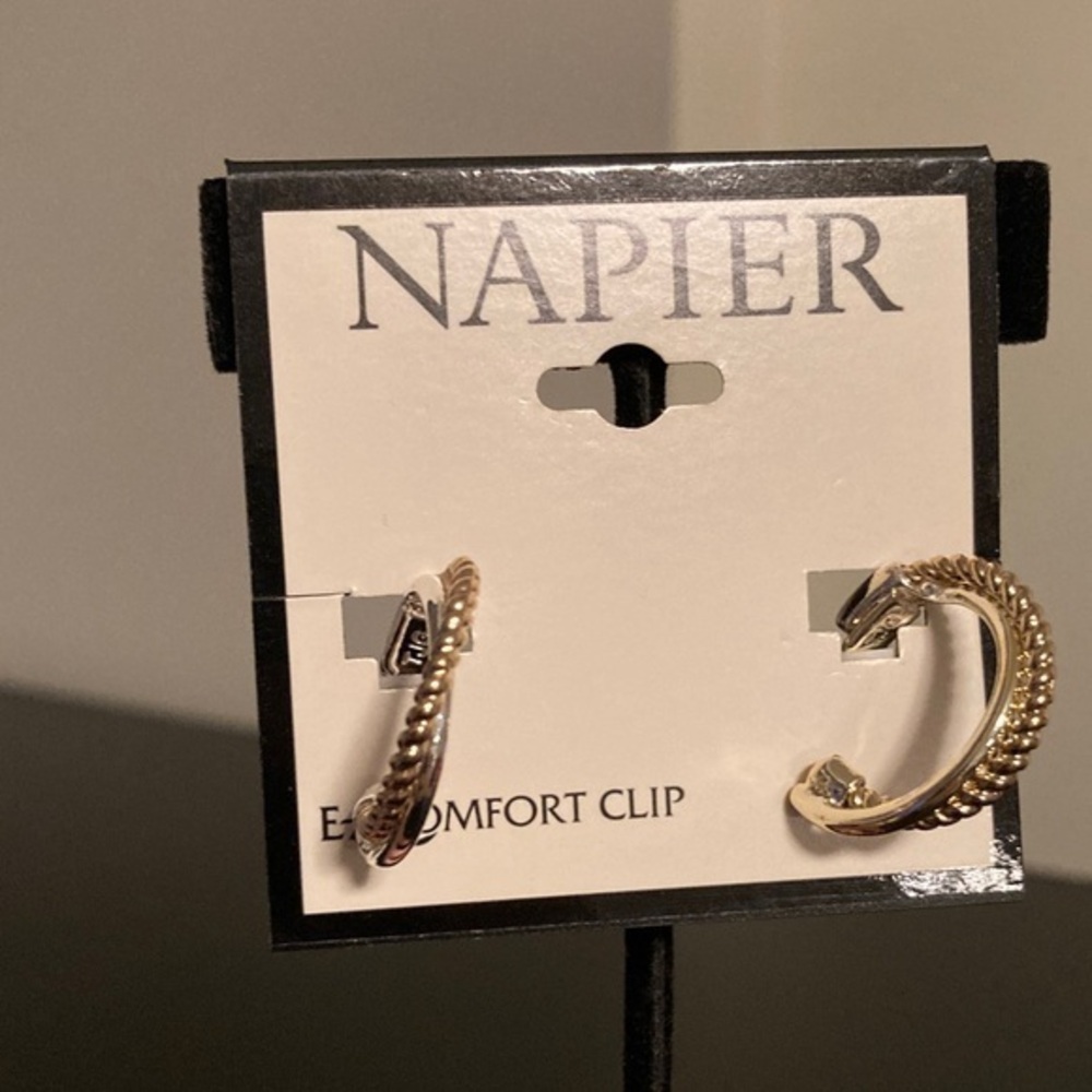 Napier Gold Hoop Earrings clip on
